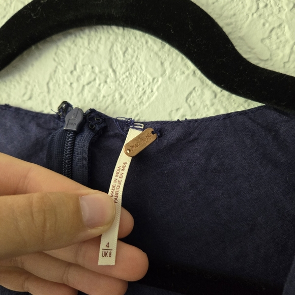 Free People 4 Delightful Crochet Navy Blue Mini Dress - Picture 6 of 8